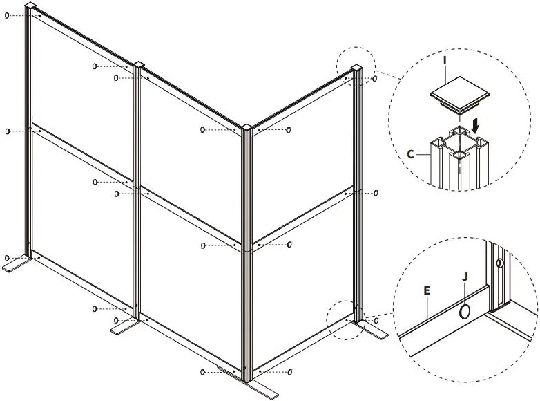 V I V O PP-MWS63D-L Dark Gray Modular Wall System A9