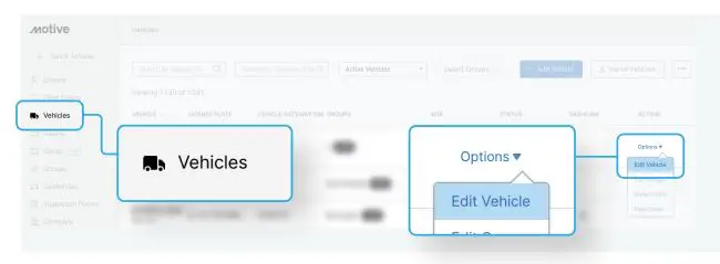motive AI Omnicam Fleet Vehicle Camera Installation Guide - A drop-down menu appears