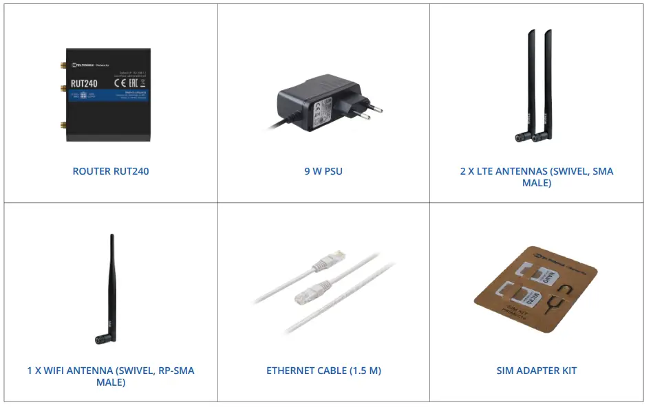 TELTONIKA Networks RUT240 Industrial 4G LTE Wi-Fi Router - BOX 1