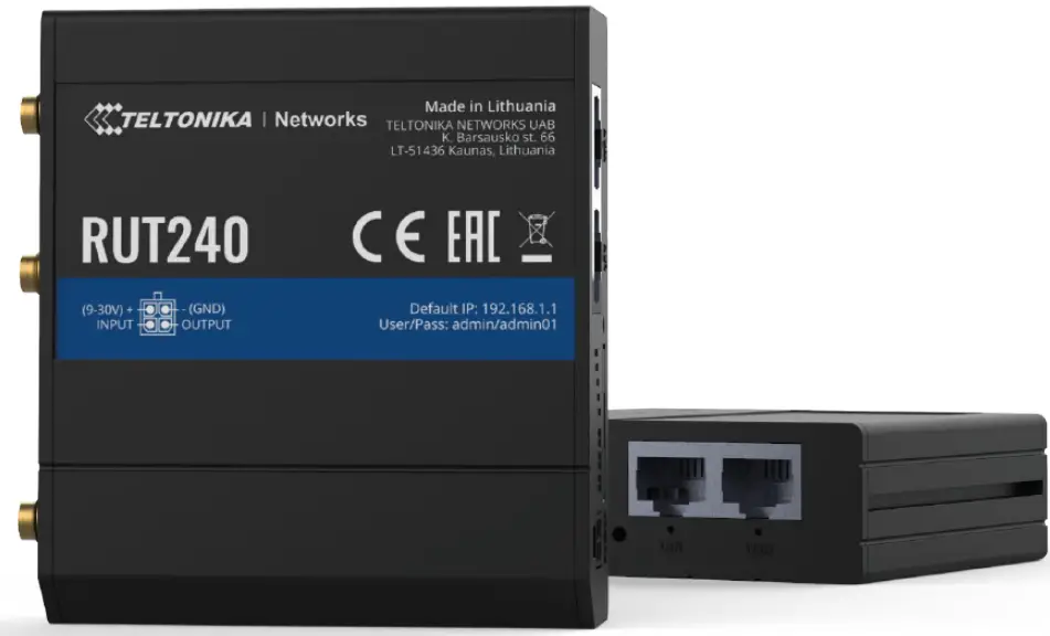 TELTONIKA Networks RUT240 Industrial 4G LTE Wi-Fi Router