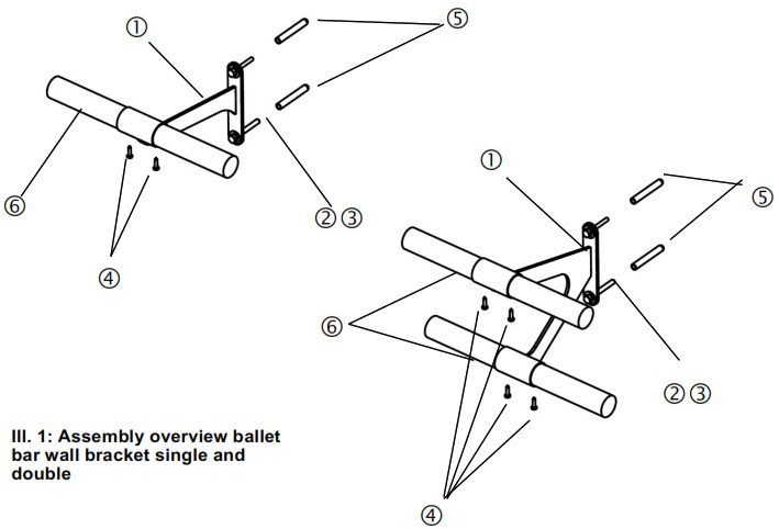 SPORT THIEME 306 8159 Ballet Barre Wall Bracket - Assembly instructions