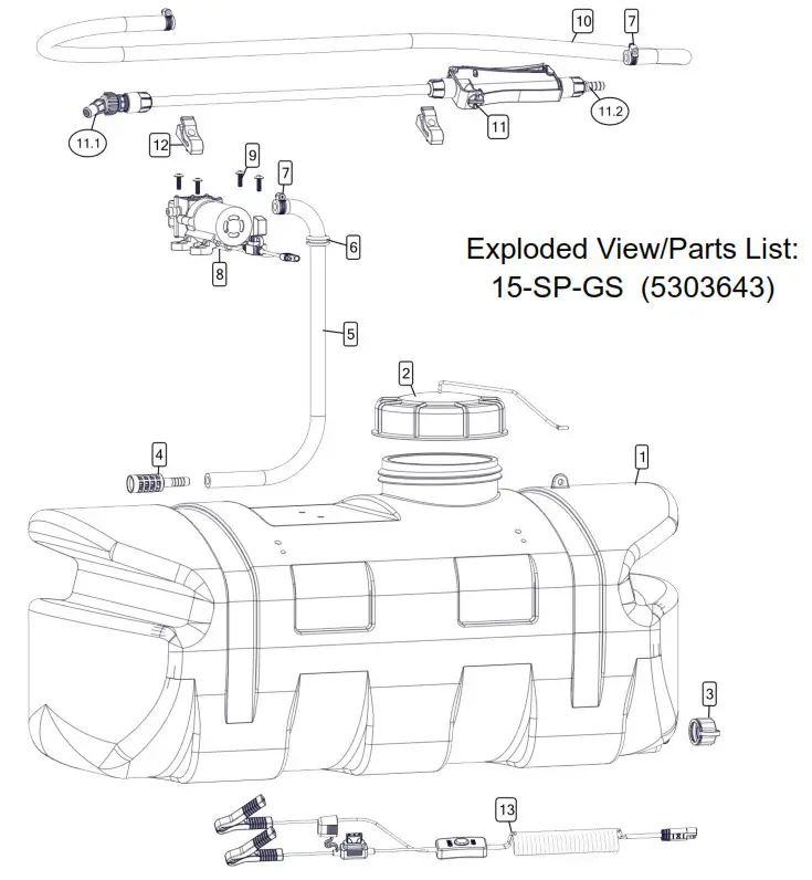 FI 1MCO Industries 15 SP GS 15 Gallon Value Spot Sprayer - Exploded