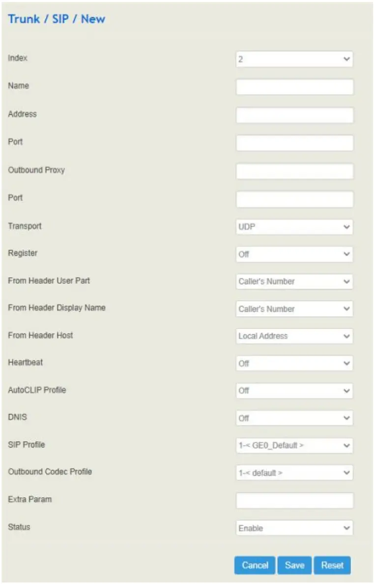 DINSTAR UC350 VoIP Gateway - SIP trunk