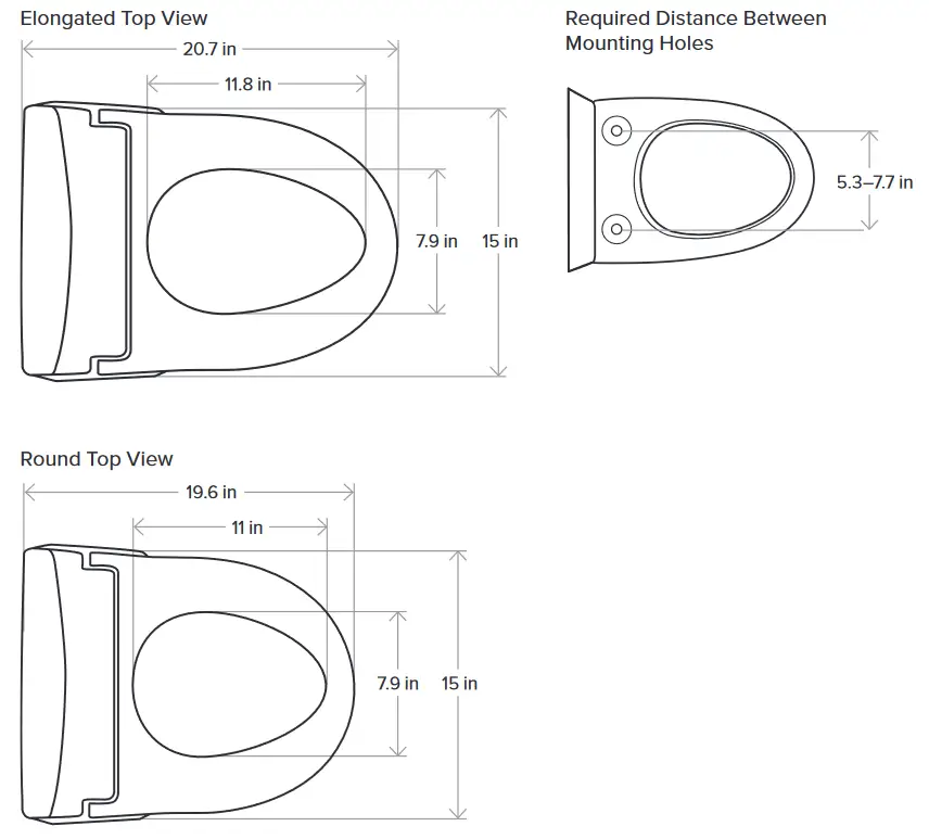 brondell Swash T44 EW Luxury Electric Remote Controlled Bidet Seat - Dimensions