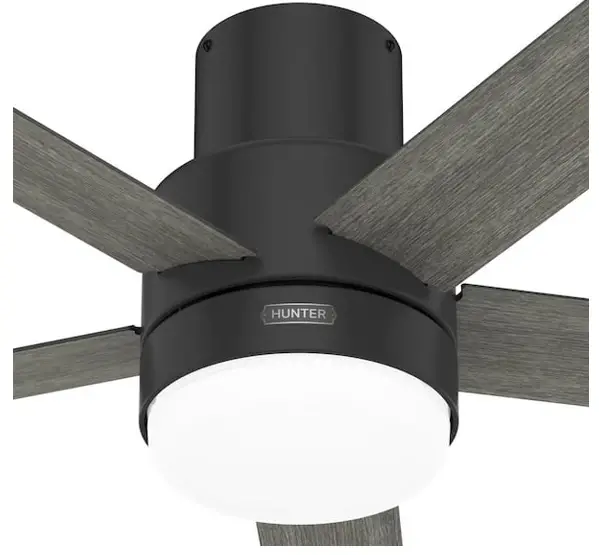 Hunter 51716 Indoor Matte Black Ceiling Fan with Remote and Light Kit 
