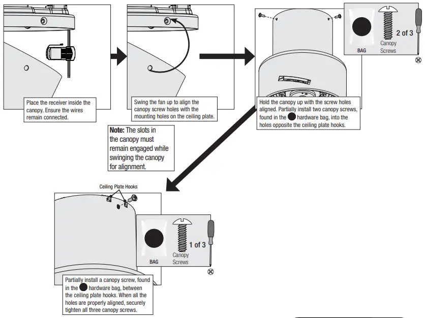 Hunter 51716 Indoor Matte Black Ceiling Fan with Remote and Light Kit - Canopy