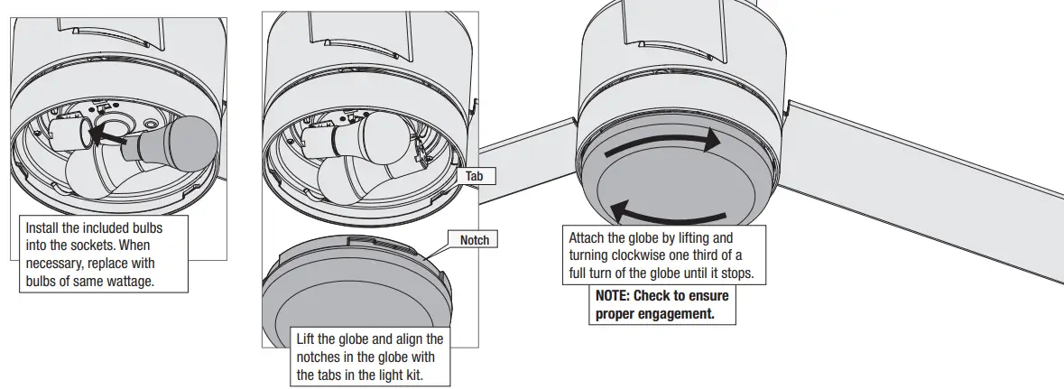 Hunter 51716 Indoor Matte Black Ceiling Fan with Remote and Light Kit - Globe