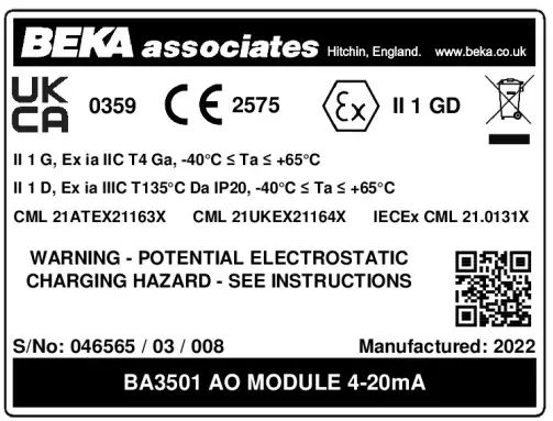 Certification label information