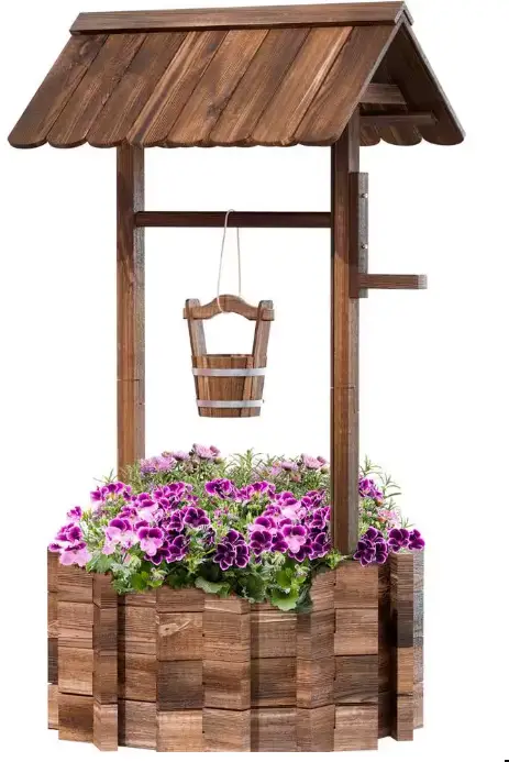 Sizzim G28001 Wooden Well Planter