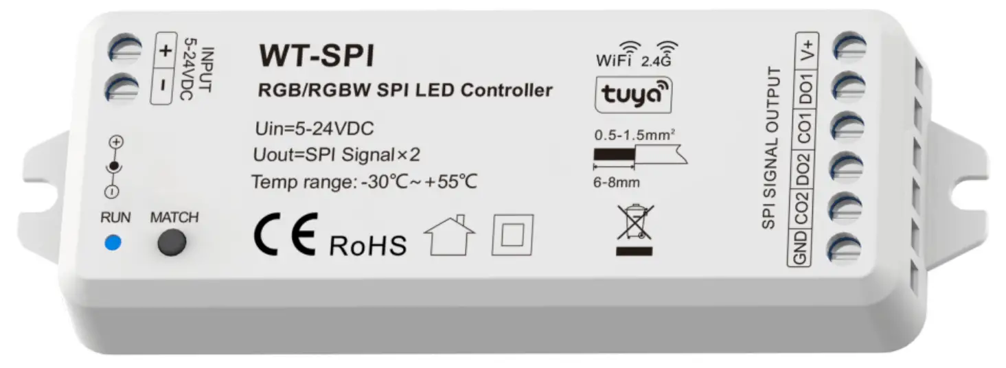 SKYDANCE WT-SPI WiFi Tuya and RF RGB-RGBW SPI LED Controller