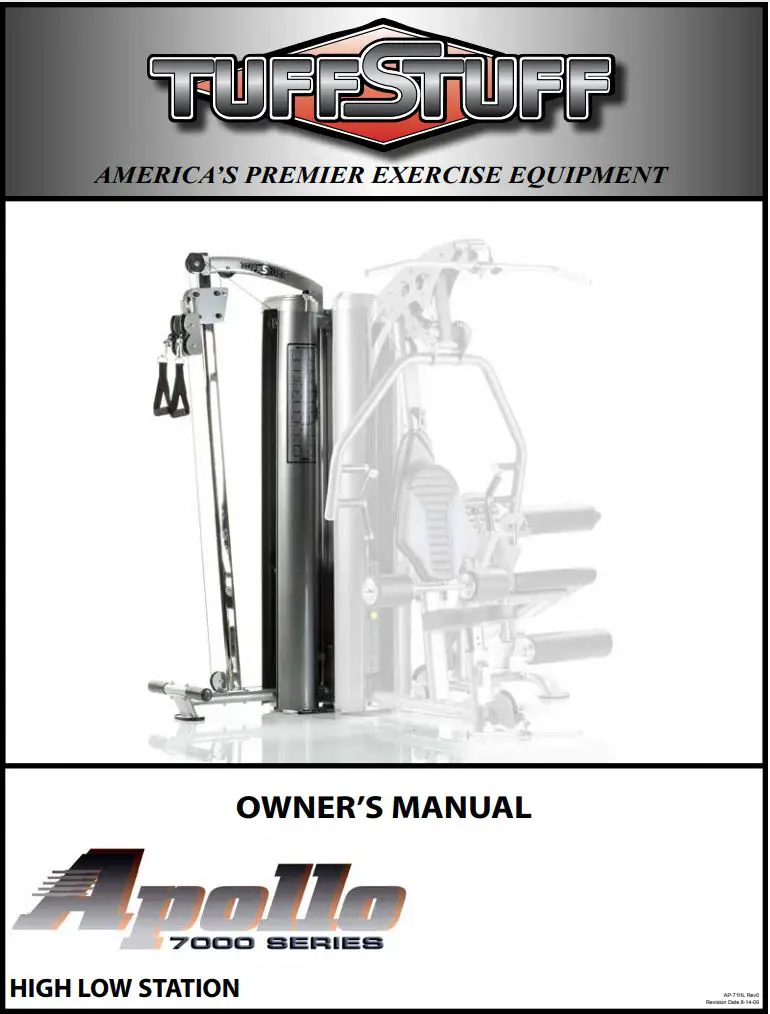 TUFFSTUFF Apollo 7200 Series Leg Press Fitness Station Owner's Manual