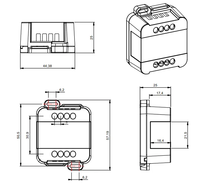 Dalcnet MINI 1CV Casambi - DIMENSION