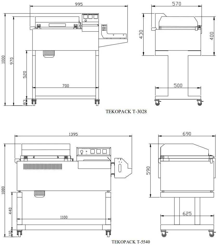TEKOPACK T 5540 Shrink Wrapping Packaging Machine - machines size