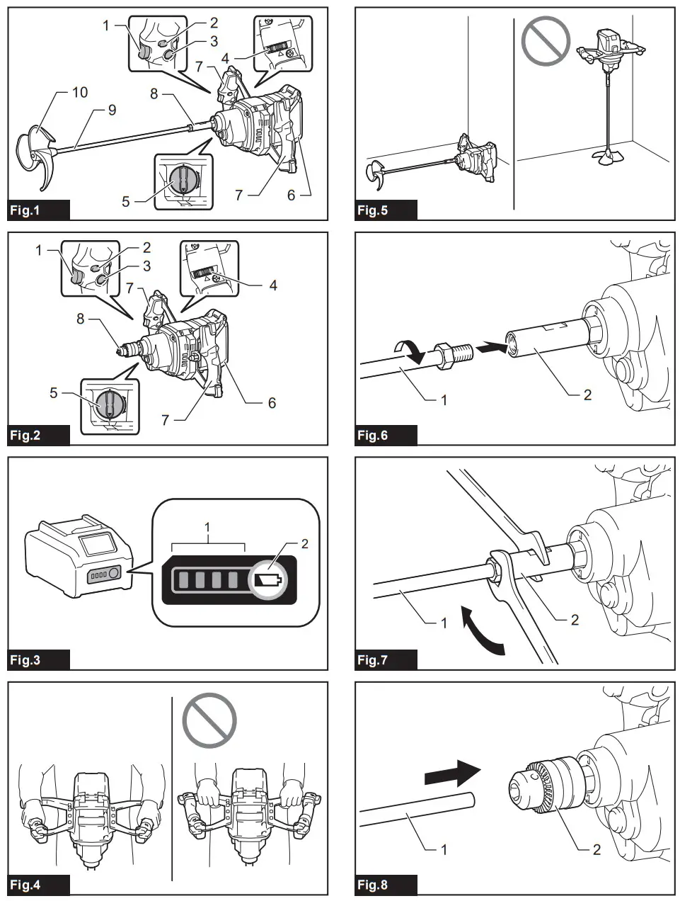 makita UT001G Cordless Mixer - parts 1