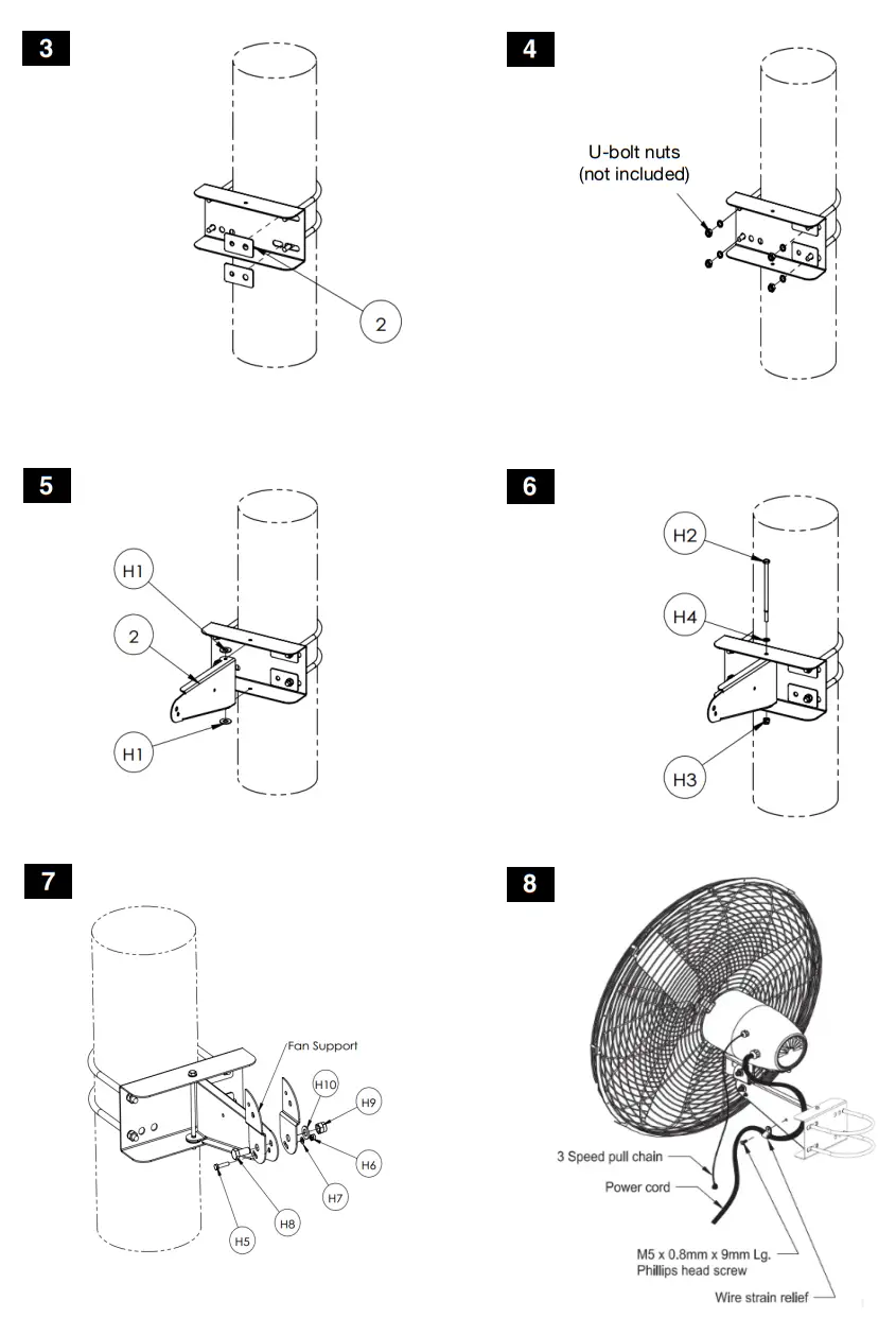 GLOBAL INDUSTRIAL 293154 Pole Mount Bracket for Wall Mount Fans - fig 2