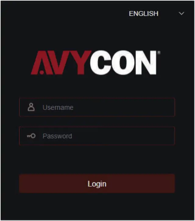 AVYCON DIVERSITY SERIES Network Video Recorders - Login to Web Client