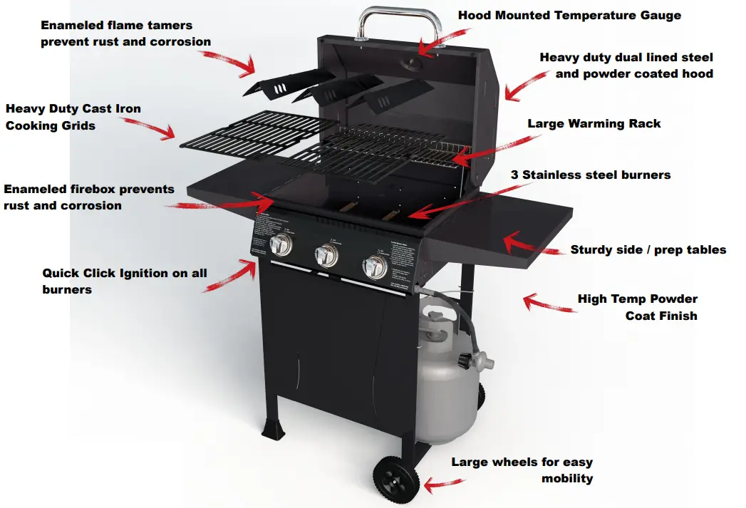 BRANDMAN 27000 BTU Bold Gas Grill -