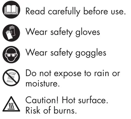 PARKSIDE PUV 2000 C2 Electric Weed Burner - Symbols on the device 1