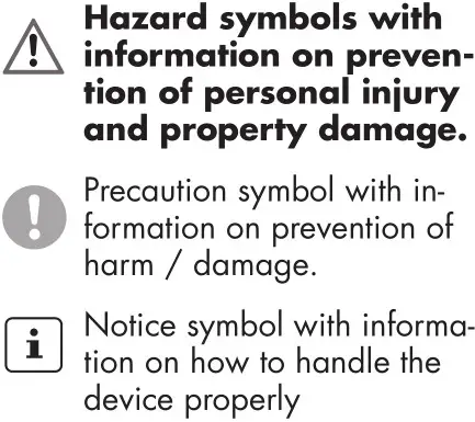 PARKSIDE PUV 2000 C2 Electric Weed Burner - Symbols used in the instructions