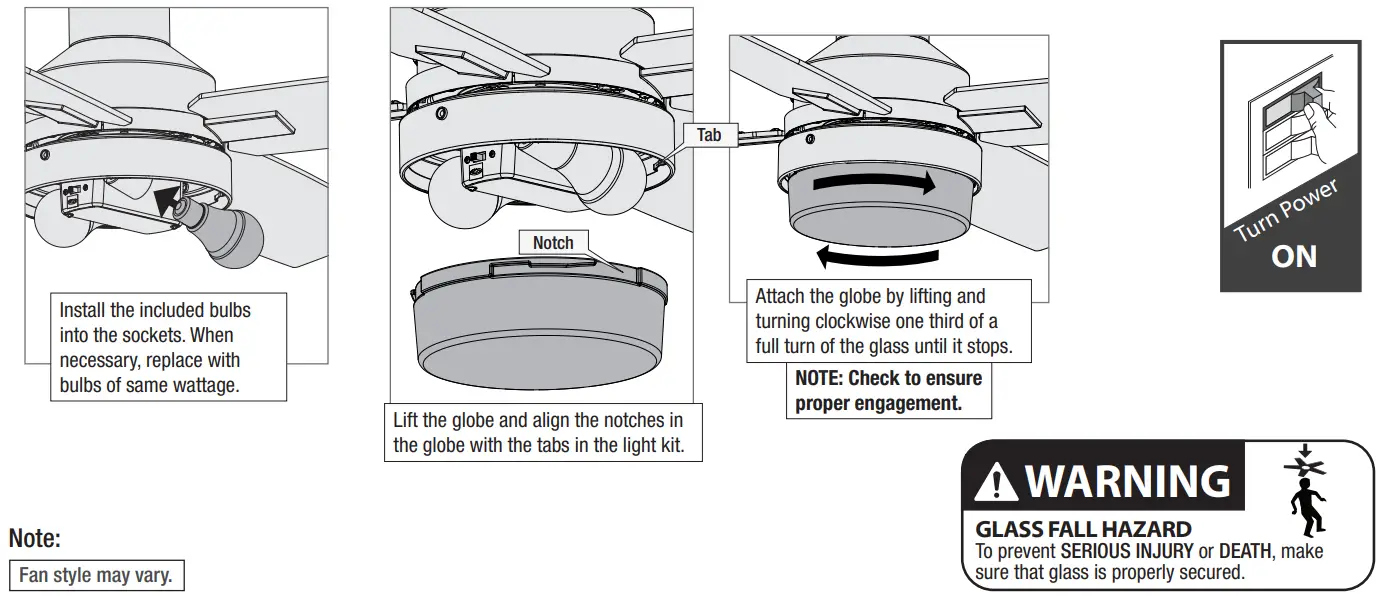 Hunter 51747 Orchestra Indoor Matte Ceiling Fan - Bulbs and Glass