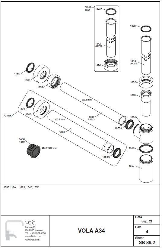 vola A34 Basin Waste Trap 3