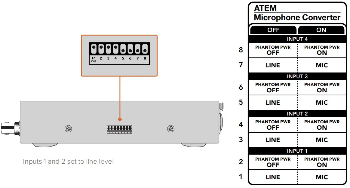 Changing Settings Using Switches