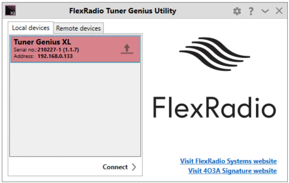 FlexRadio Tuner Genius XL Windows Utility App - setting 1