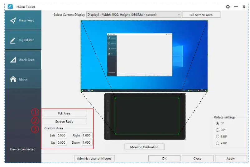 Working Area Setting