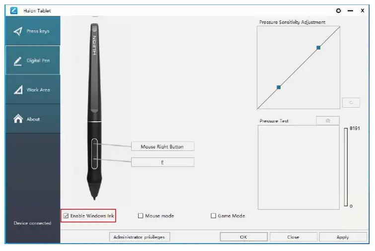 Enable the Windows Ink feature
