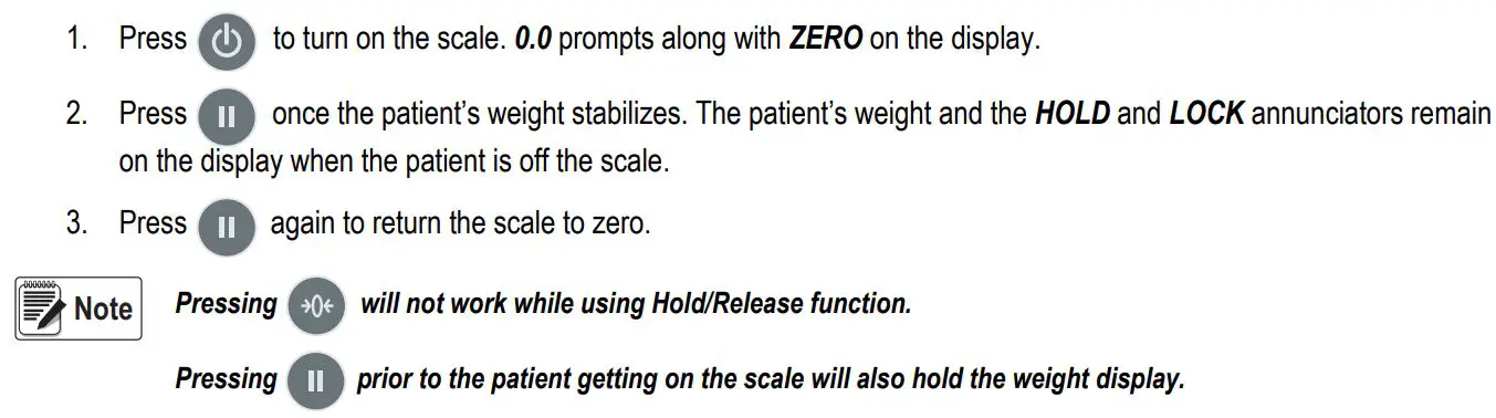 RICE LAKE 150-10-7 Digital Physician Scale User Manual - Hold