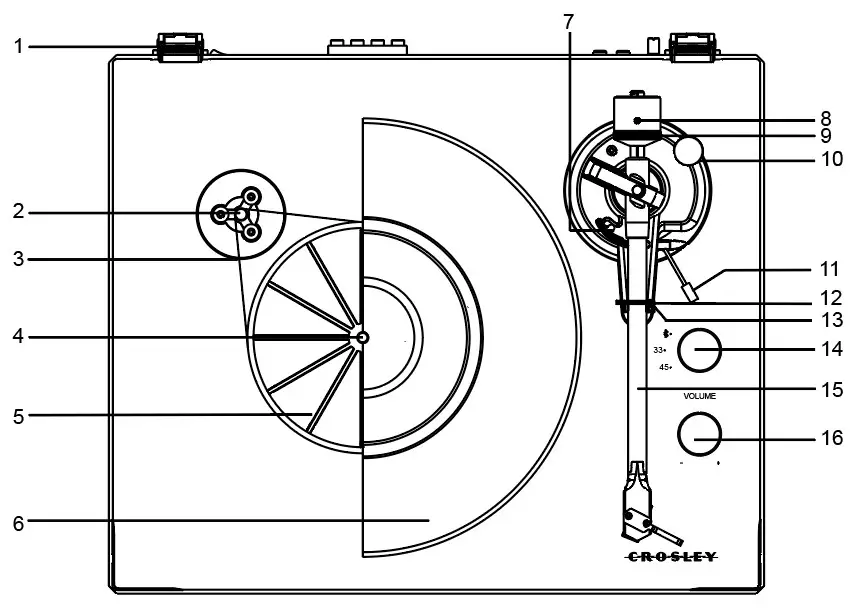 CROSLEY C62C BK4 Bluetooth Record Player with External Speakers - Product Description 1