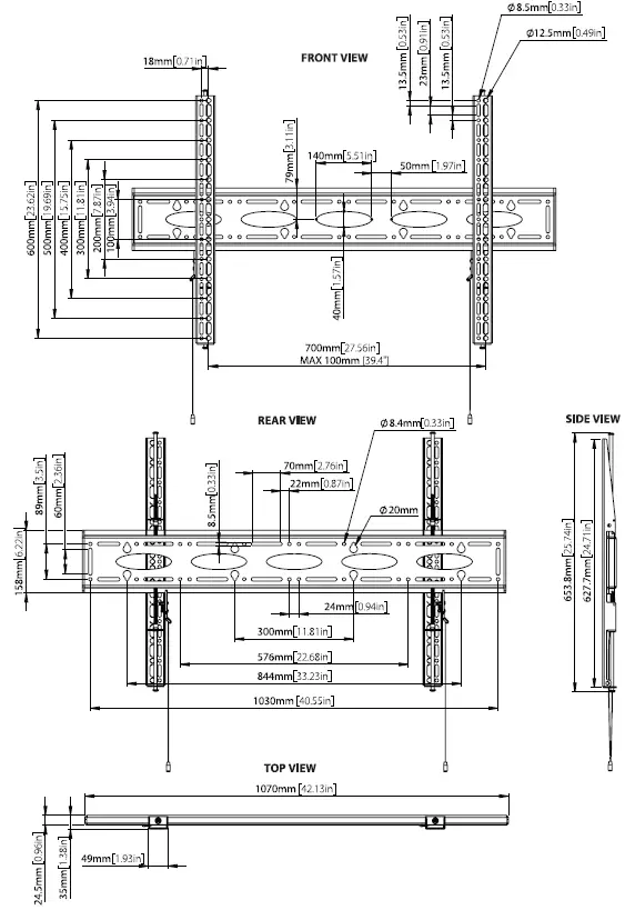 B-TECH BT9903 XL Heavy Duty Universal Flat Screen Wall Mount 13
