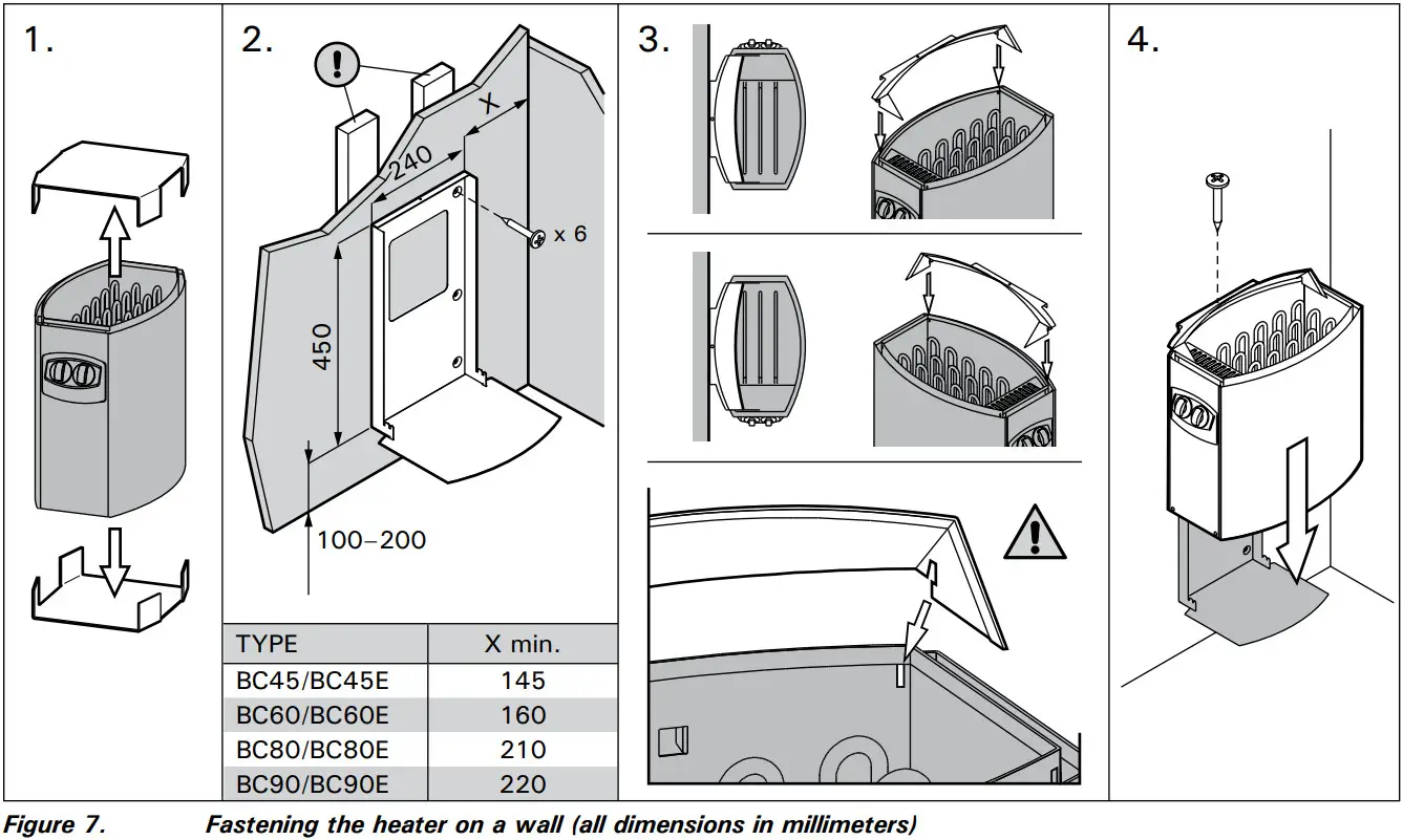 HARVIA BC45 Electric Sauna Heater - Fastening heater