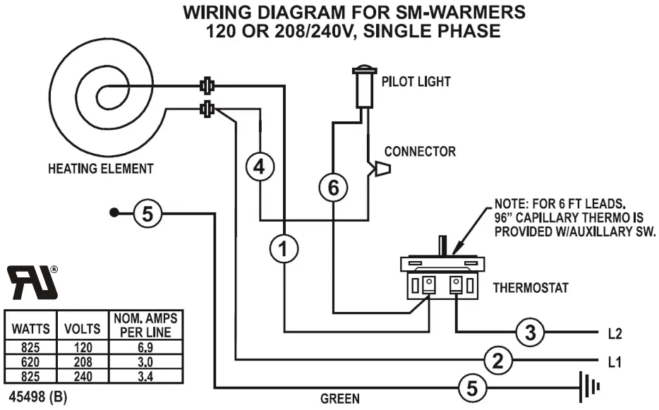 APW wyott SM 50 4ULS Built In Round Well Warmers with Thermostat Control - WIRING DIAGRAM 2