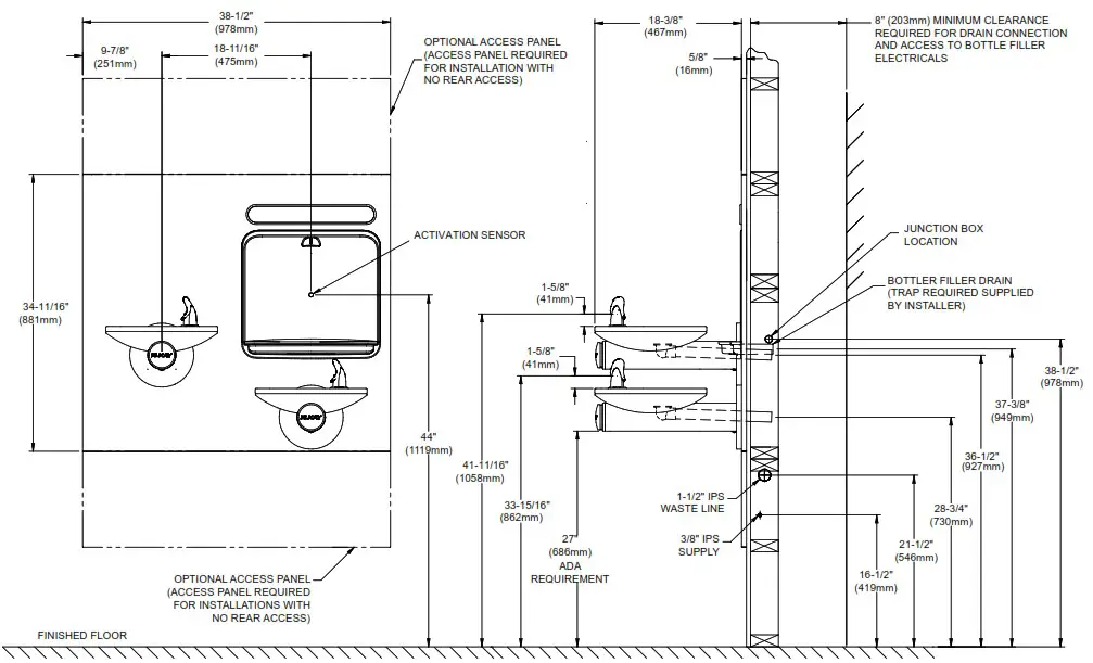 ELKAY LZWS EDFPBM117K ezH2O Bottle Filling Station - INSTALLER