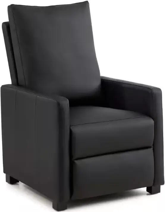 Brookside BS0002MRC19FK Lois Black Faux Leather Square Arm Manual Recliner