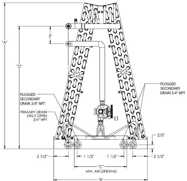 TRANE 4AXAA001BS3HAA Uncased Vertical Aluminum 8