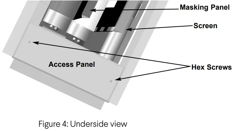 Stewart FILMSCREEN Stealth Medio V6 H6 Retractable Above Ceiling Screen System with Trapdoor - Underside view
