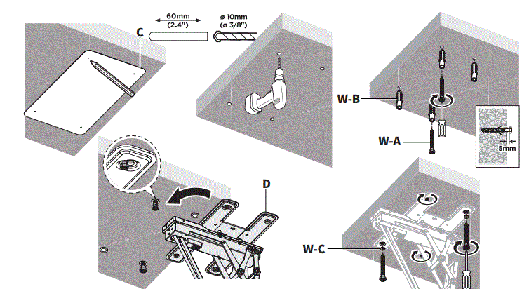 V I V O-MOUNT-E-FD70S-Black-Electric-Flip-Down-Swivel-Ceiling-TV-Mount-fig-10