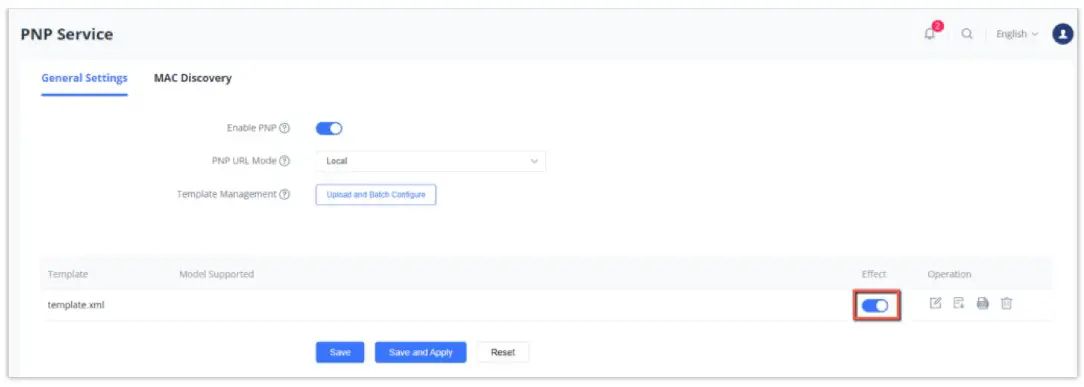 Enable/Disable Template