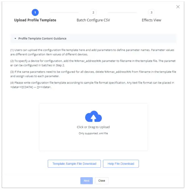 Upload Profile Template
