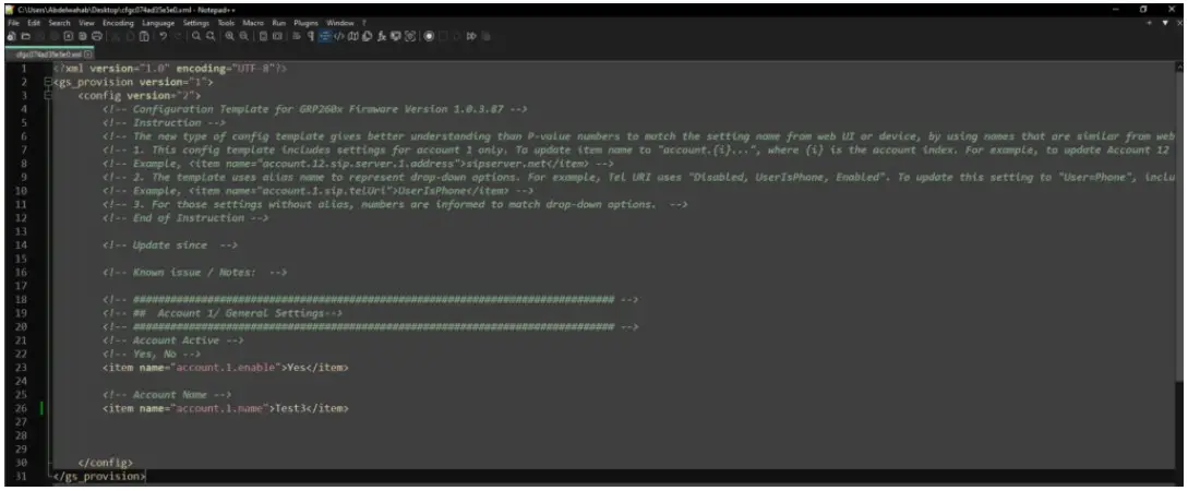 Configuration Template