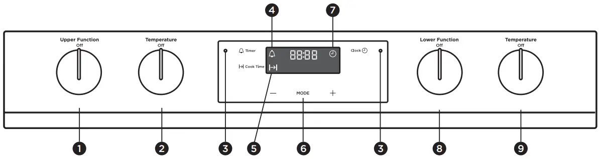 Westinghouse WVE6500 Series Oven - control panel