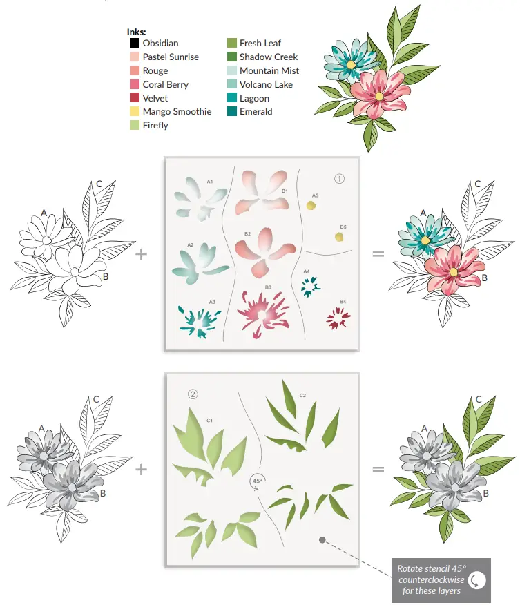 ALTENEW ALT7732 Sweet Bouquet Simple Coloring and Layering Stencil Set