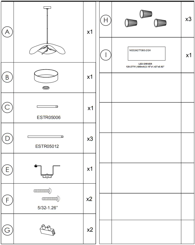 ET2 E24968 Carmen 32 Inch LED Pendant - PARTS 1