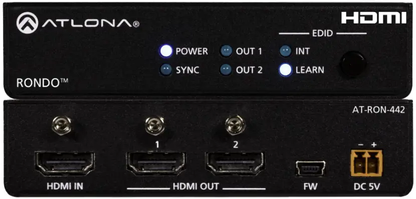 ATLONA AT RON 442 4K HDR Two Output HDMI Distribution Amplifier - cover