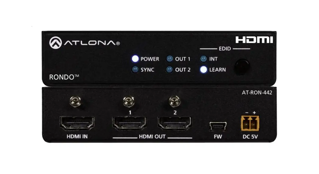 Atlona At-ron-442 4k Hdr Two Output Hdmi Distribution Amplifier Installation Guide Atlona At-ron-442 4k Hdr Two Output Hdmi Distribution Amplifier Installation Guide