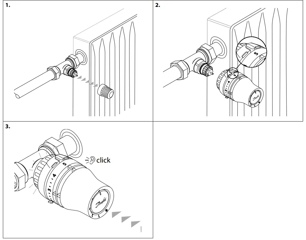 Danfoss 015G3392 Redia RA click Thermostatic Sensors - Installation