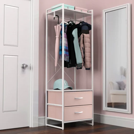 SORBUS DRW-CR-PI Pink Steel Clothes Rack.webp