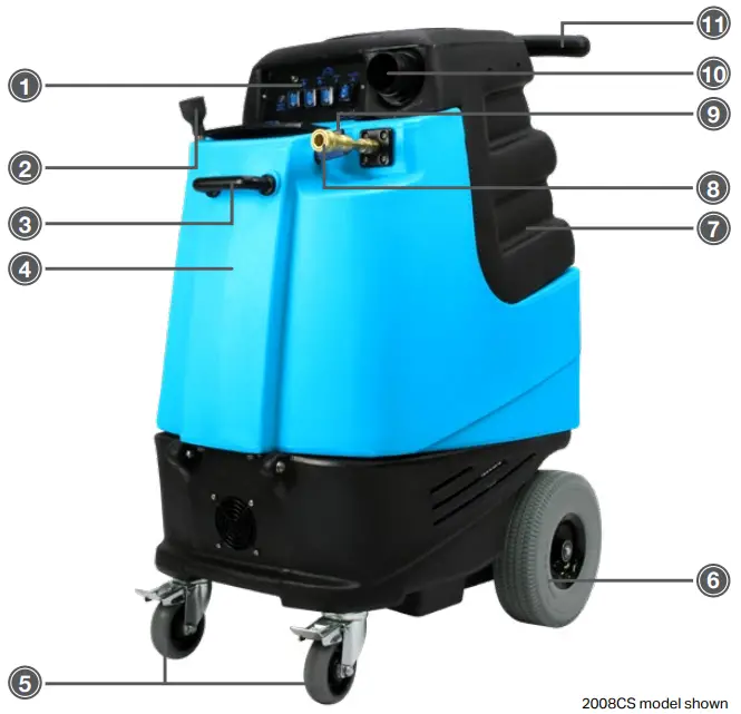 Mytee 2002CS, 2005CS, 2008CS Contractors Special Carpet Cleaning Package - Extractor Front View